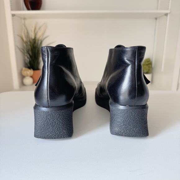 Vintage Franco Sarto Y2K Black Leather Square Toe Ankle Boots Size 8.5 - Picture 6 of 8